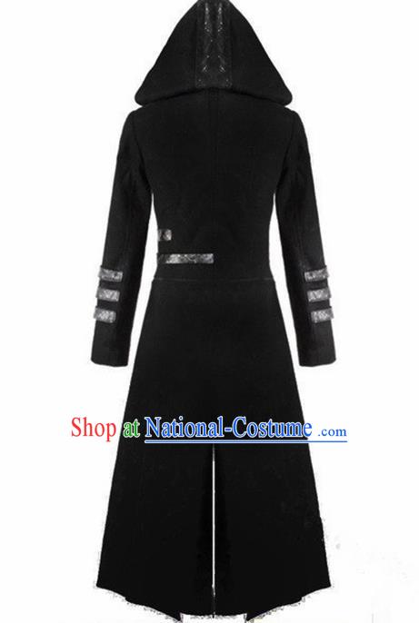 European Medieval Traditional Costume Europe Court Black Coat for Men