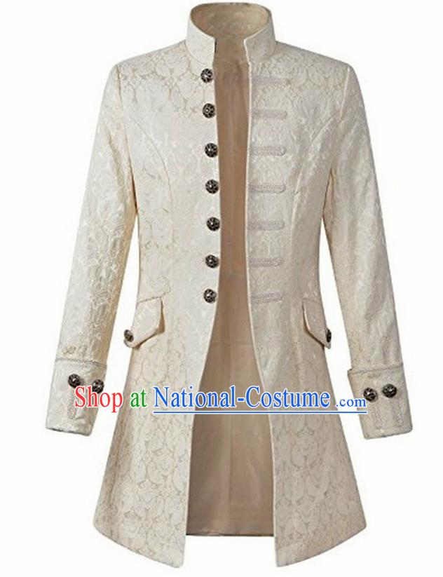 European Medieval Traditional Patrician Costume Europe Prince White Coat for Men