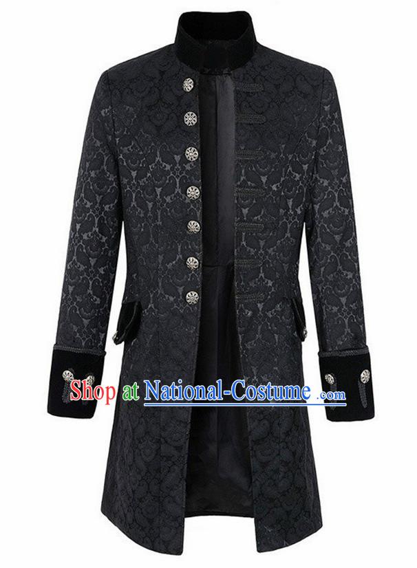 European Medieval Traditional Patrician Costume Europe Prince Black Coat for Men