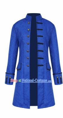 European Medieval Traditional Patrician Costume Europe Prince Blue Coat for Men