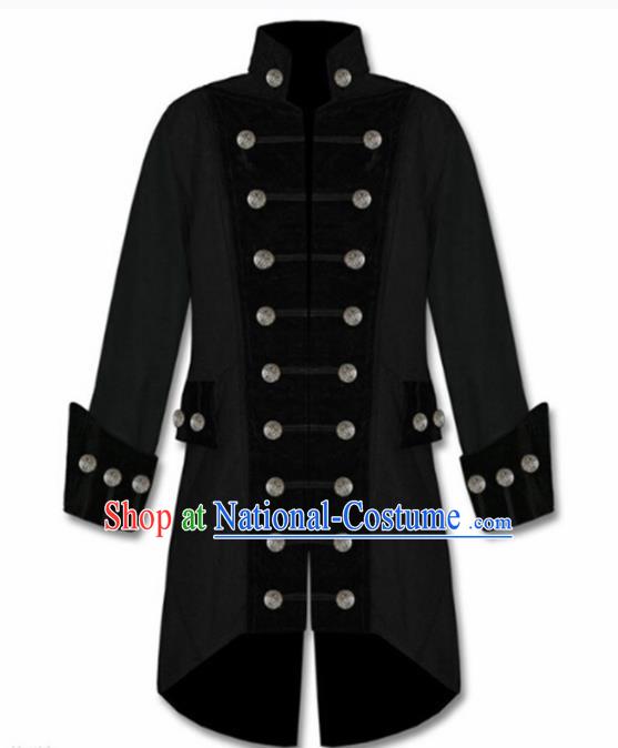 European Medieval Drama Traditional Patrician Black Costume Europe Prince Coat for Men