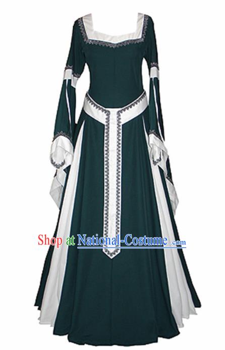 Traditional Europe Middle Ages Renaissance Drama Green Dress Halloween Cosplay Stage Performance Costume for Women