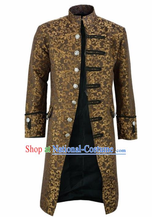 European Medieval Traditional Patrician Costume Europe Court Prince Ginger Coat for Men