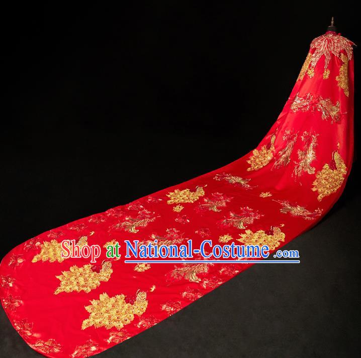 Chinese Traditional Wedding Long Cloak Toast Xiuhe Suit Ancient Bride Full Dress for Women