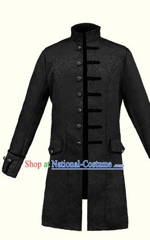 European Medieval Traditional Patrician Costume Europe Prince Black Coat for Men