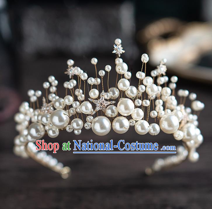 Top Grade Bride Pearls Hair Crown Wedding Hair Accessories for Women