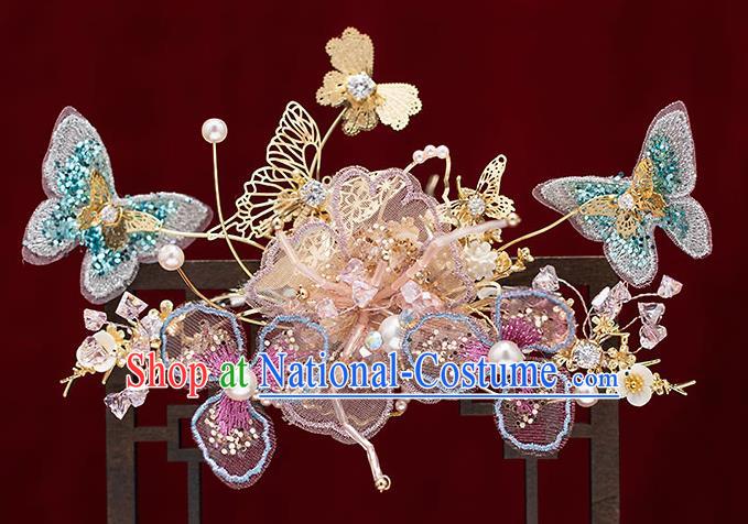 Chinese Traditional Bride Hair Crown Handmade Hairpins Wedding Hair Accessories Complete Set for Women