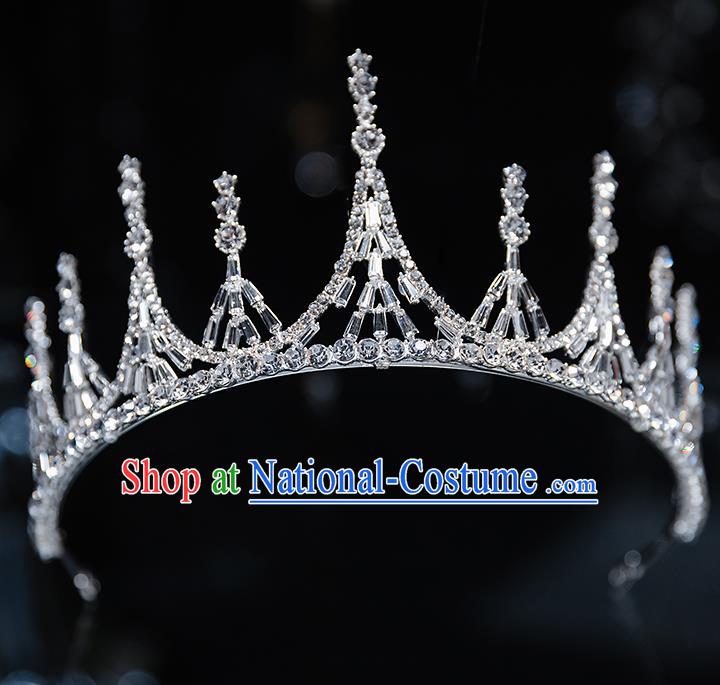 Top Grade Bride Zircon Beads Royal Crown Wedding Hair Accessories for Women