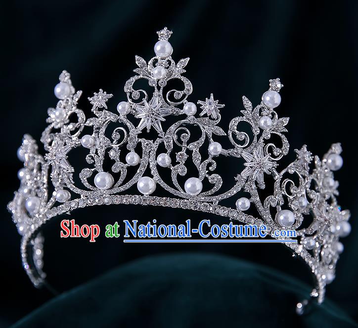 Top Grade Zircon Hexagram Princess Royal Crown Wedding Bride Hair Accessories for Women