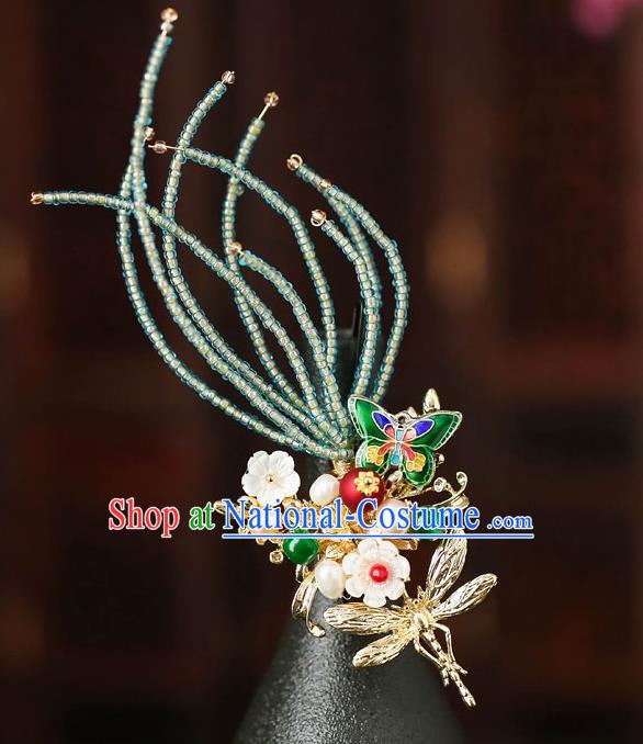 Chinese Traditional Cloisonne Butterfly Hair Claw Bride Handmade Hairpins Wedding Hair Accessories for Women