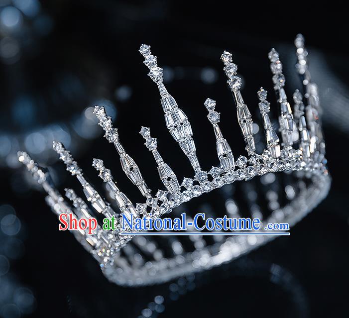 Top Grade Bride Zircon Round Royal Crown Wedding Hair Accessories for Women