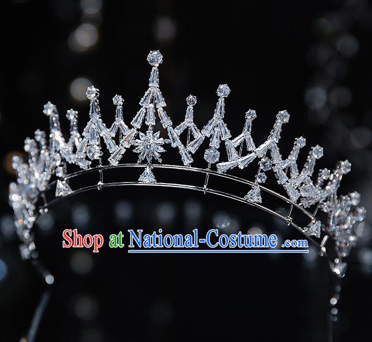 Top Grade Handmade Princess Zircon Royal Crown Wedding Bride Hair Accessories for Women