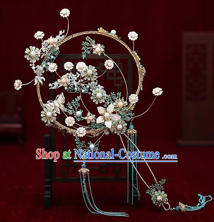 Chinese Traditional Wedding Prop Palace Fans Ancient Bride Round Fan for Men