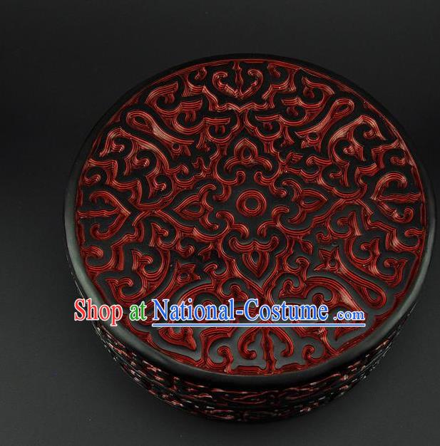 Traditional Chinese Handmade Lacquerware Carving Circular Box Craft