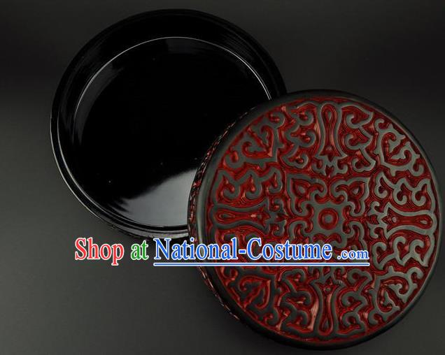 Traditional Chinese Handmade Lacquerware Carving Circular Box Craft