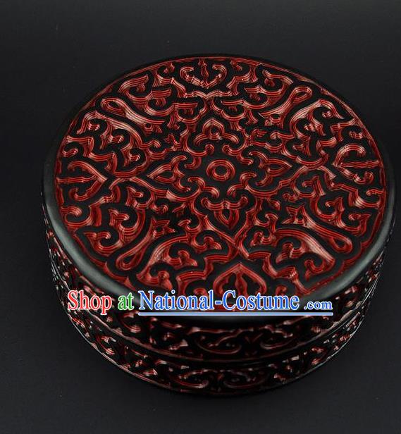 Traditional Chinese Handmade Lacquerware Carving Circular Box Craft