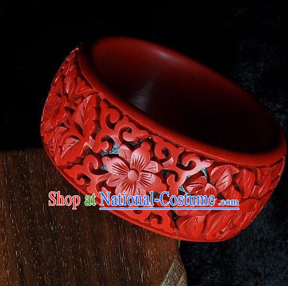 Traditional Chinese Handmade Bracelet Lacquerware Carving Bangle Craft