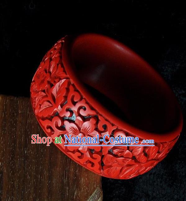 Traditional Chinese Handmade Bracelet Lacquerware Carving Bangle Craft