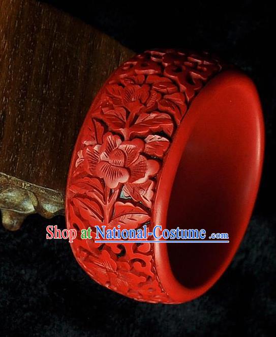 Traditional Chinese Handmade Bracelet Lacquerware Carving Bangle Craft