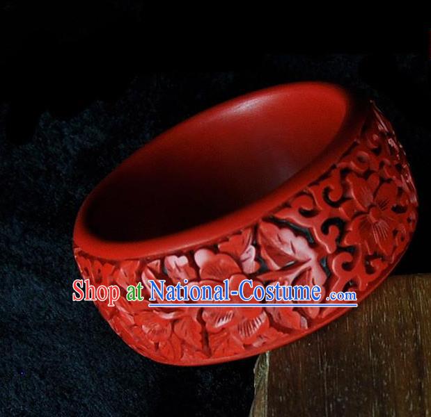 Traditional Chinese Handmade Bracelet Lacquerware Carving Bangle Craft