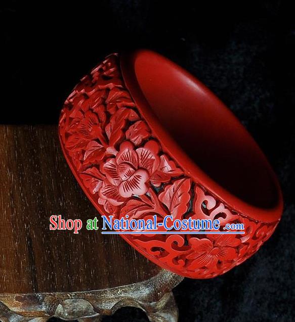 Traditional Chinese Handmade Bracelet Lacquerware Carving Bangle Craft