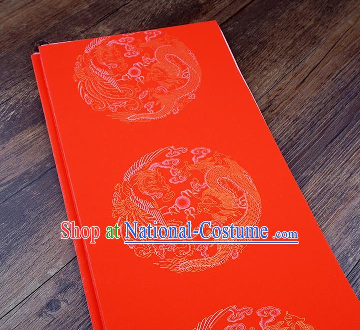 Traditional Chinese Spring Festival Couplet Paper Handmade Dragon Phoenix Pattern Red Scroll Paper Craft