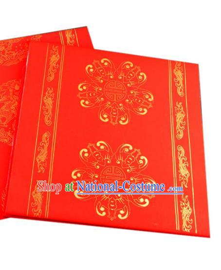 Traditional Chinese Classical Lucky Pattern Red Batik Scroll Paper Handmade Calligraphy Couplet Xuan Paper Craft