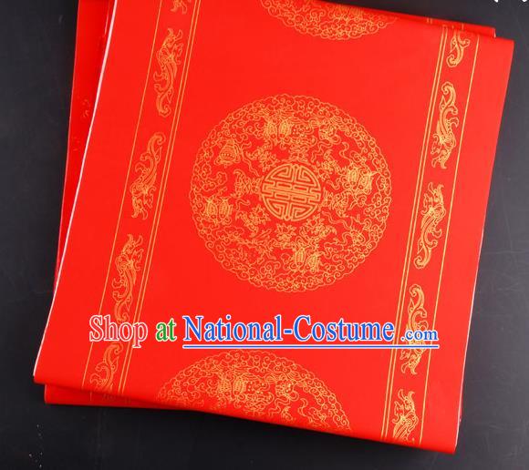 Traditional Chinese Classical Pattern Red Batik Scroll Paper Handmade Calligraphy Couplet Xuan Paper Craft