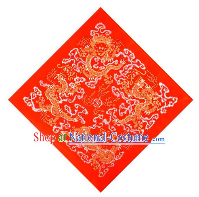 Traditional Chinese New Year Red Batik Paper Spring Festival Handmade Classical Dragons Pattern Couplet Paper Craft