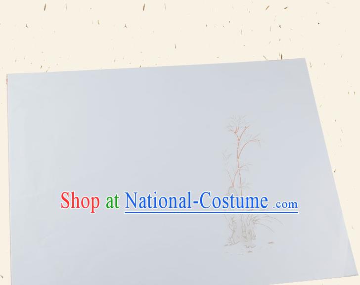 Traditional Chinese Classical Bamboo Stone Pattern Light Blue Paper Handmade Calligraphy Xuan Paper Craft