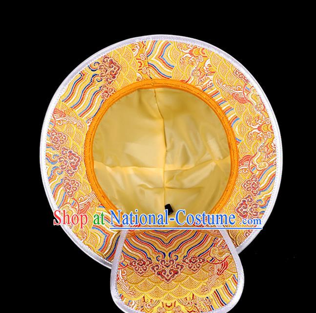 Traditional Chinese Mongol Minority Children Golden Brocade Hat Mongolian Ethnic Dance Performance Headwear for Kids