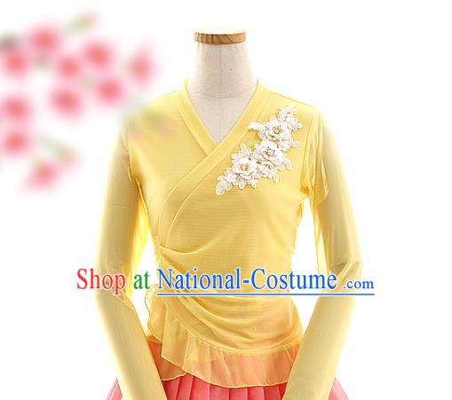 Korean Traditional Yellow Veil Blouse and Pink Skirt Korea Fashion National Dance Costumes Hanbok Apparels