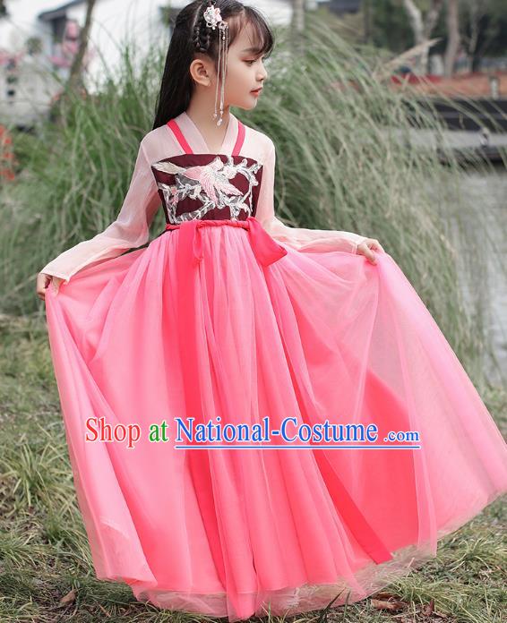 Chinese Traditional Hanfu Dress Ancient Princess Costumes Stage Show Girl Blouse and Skirt Tang Dynasty Apparels for Kids