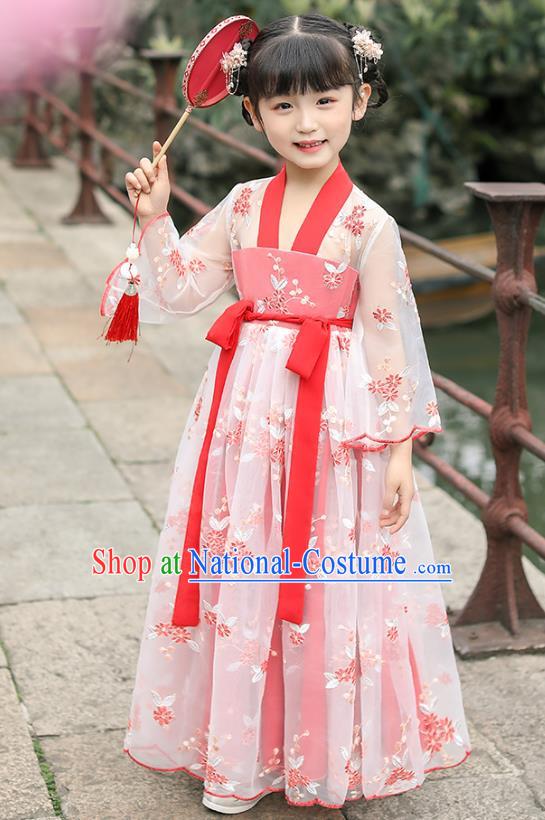 Chinese Traditional Tang Suit Hanfu Dress Ancient Princess Costumes Stage Show Girl Cloak Blouse and Skirt Apparels for Kids