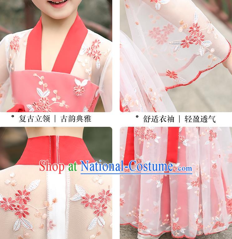 Chinese Traditional Tang Suit Hanfu Dress Ancient Princess Costumes Stage Show Girl Cloak Blouse and Skirt Apparels for Kids