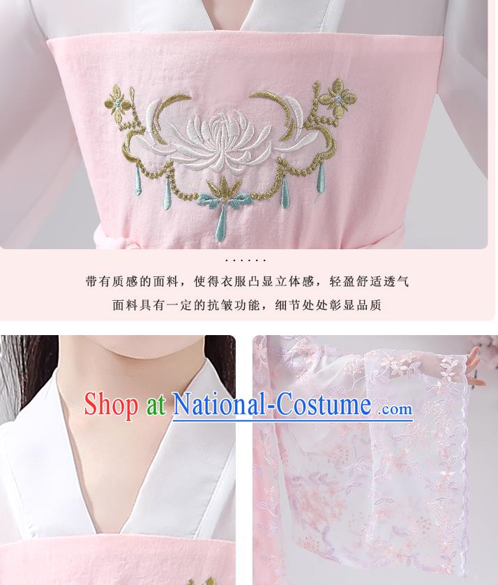 Chinese Traditional Girl Princess Hanfu Dress Apparels Ancient Costumes Stage Show Pink Cape Blouse and Skirt for Kids