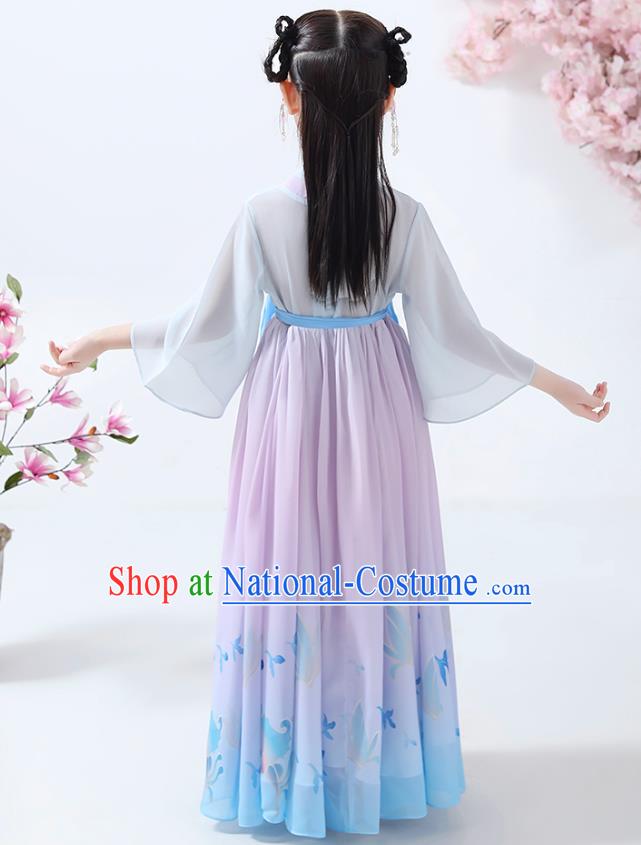 Chinese Traditional Hanfu Dress Ancient Princess Costumes Stage Show Girl Apparels Cape Blouse and Pink Skirt for Kids