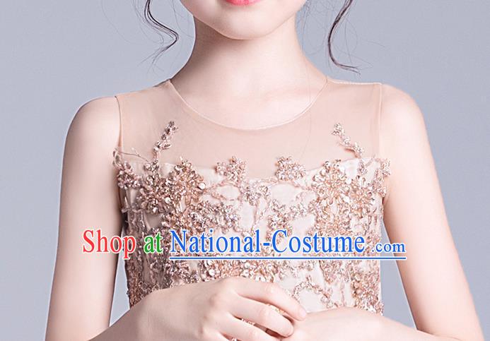 Top Grade Stage Show Princess White Dress Girls Birthday Costume Children Compere Veil Full Dress