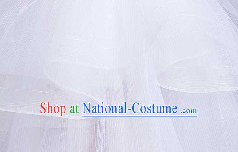 Top Grade Stage Show Princess White Dress Girls Birthday Costume Children Compere Veil Full Dress