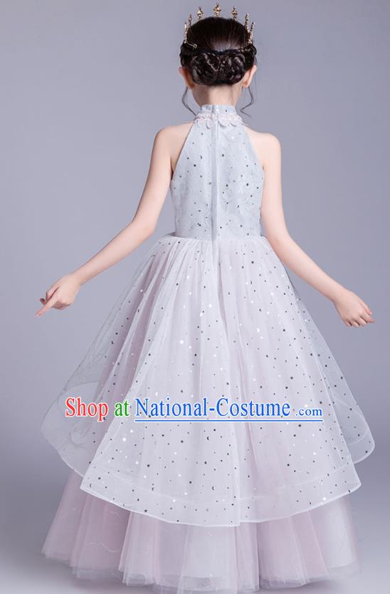 Top Grade Stage Show Princess Dress Girls Birthday Costume Children Compere Pink Veil Full Dress