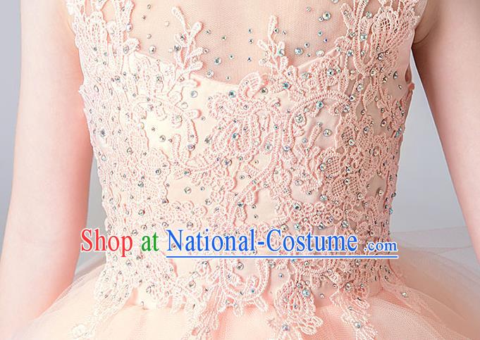 Professional Stage Show Pink Bubble Dress Girls Birthday Costume Children Top Grade Compere Veil Full Dress