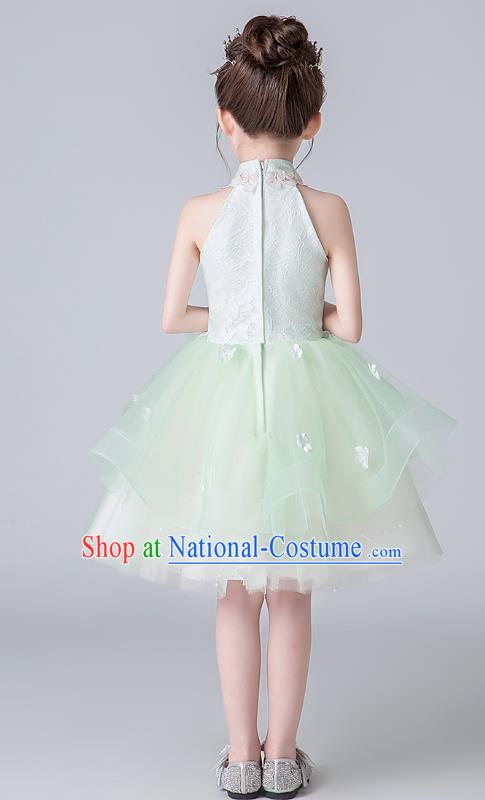 Professional Stage Show Green Veil Bubble Dress Girls Birthday Costume Children Top Grade Compere Short Full Dress