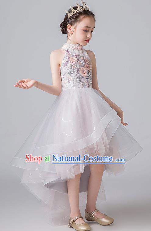 Professional Stage Show Catwalks Compere Veil Dress Birthday Costume Children Top Grade Flower Girls Full Dress