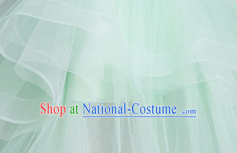 Top Grade Stage Show Green Veil Dress Children Girls Birthday Costume Compere Embroidered Full Dress