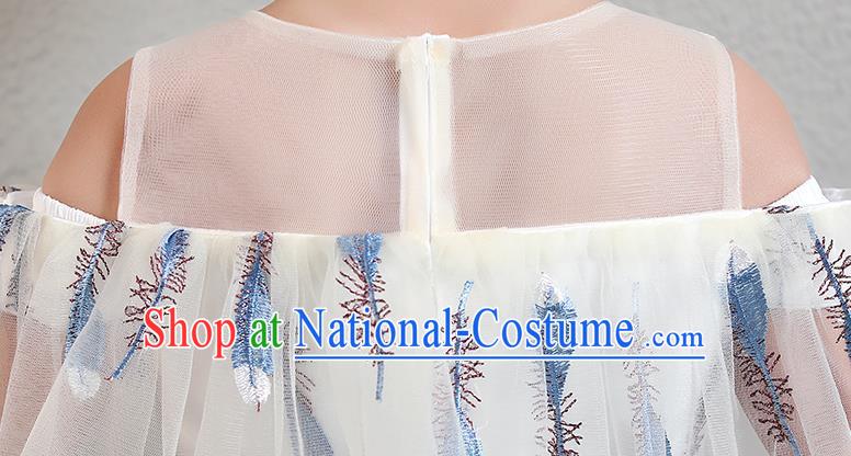 Top Grade Birthday Light Yellow Full Dress Children Compere Costume Stage Show Girls Catwalks Veil Dress