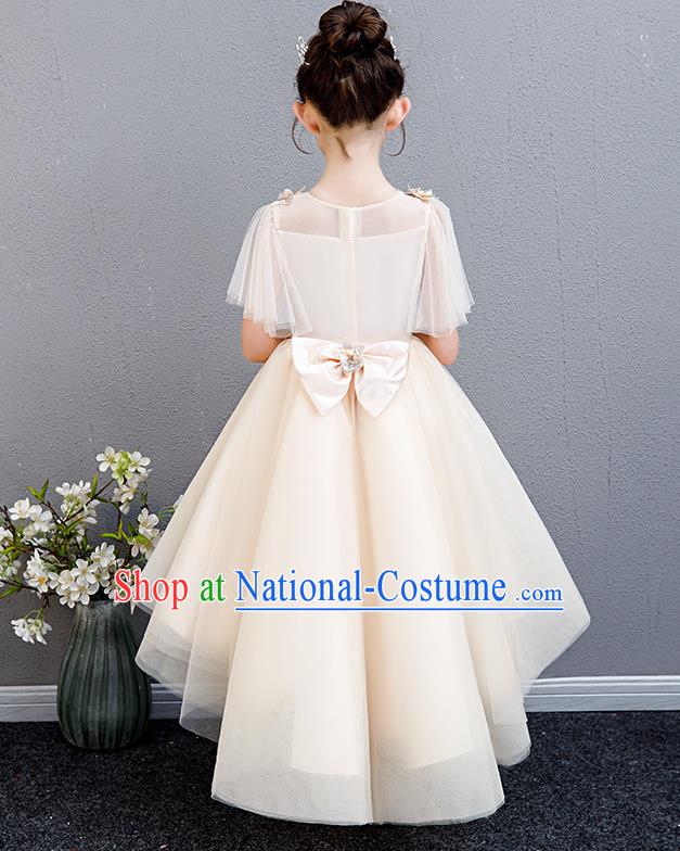 Top Grade Children Birthday Costume Compere Bubble Full Dress Professional Stage Show Girls Catwalks Beige Dress