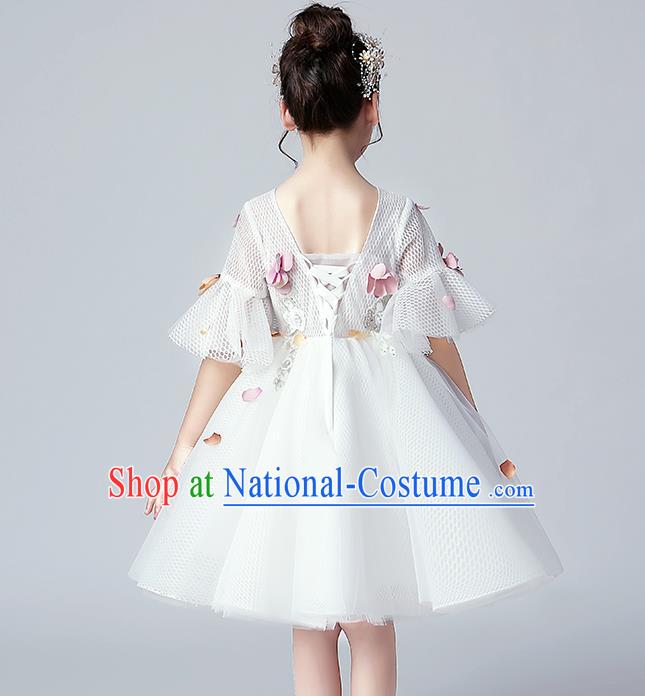 Top Grade Birthday Flowers Fairy Full Dress Children Compere Costume Stage Show Girls Catwalks Veil Dress