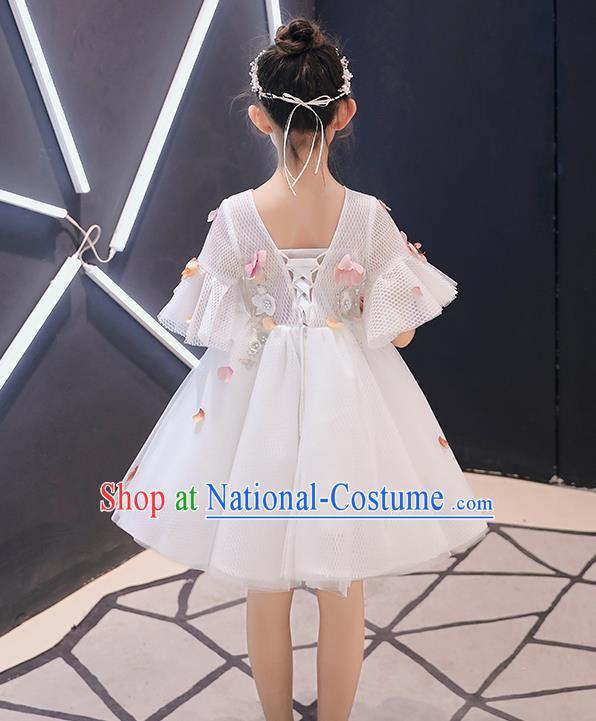 Top Grade Birthday Short Full Dress Children Compere Costume Stage Show Girls Catwalks Grey Veil Dress