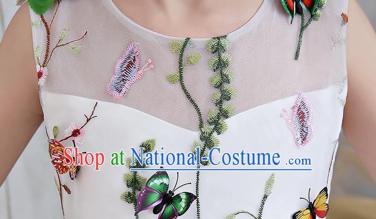 Top Grade Catwalks Flowers Full Dress Children Birthday Costume Stage Show Girls Compere White Veil Dress