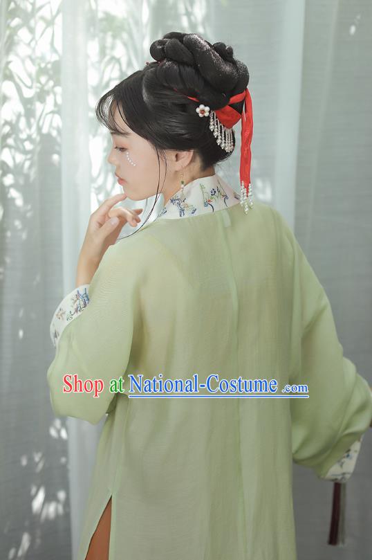 Chinese Ancient Song Dynasty Palace Princess Garment Traditional Hanfu Dress Costumes Green BeiZi Top and Skirt Full Set